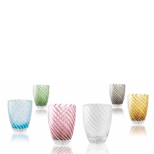 Box 6 Unidades - Copo de Água soprado ITALESSE VERTIGO Tumbler Azul