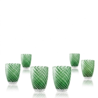 Box 6 Unidades - Copo de Água soprado ITALESSE VERTIGO Tumbler Verde