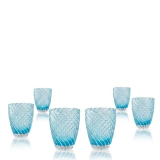 Box 6 Unidades - Copo de Água soprado ITALESSE VERTIGO Tumbler Azul